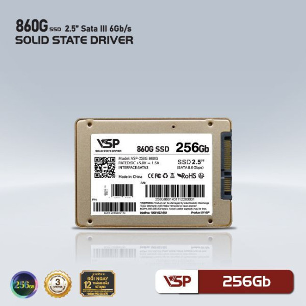 SSD VSP 256GB (ĐỌC 560MB/S GHI 470MB/S) SATA III 2.5 INCH (VSP-256GB-860G)