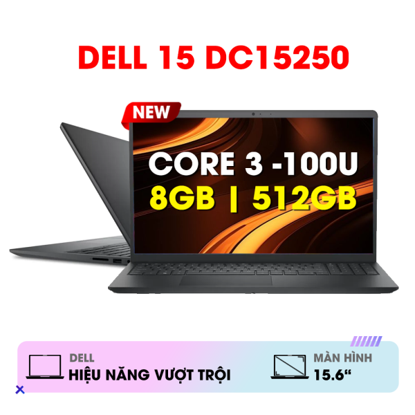 LAPTOP DELL 15 DC15250 (Core 3 -100U | 8GB | 512GB | 15.6' FHD | NoOS | Carbon Black)