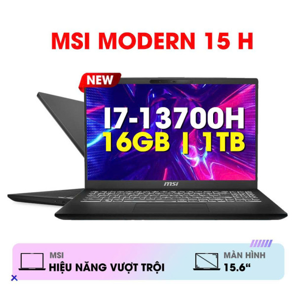 Laptop MSI Modern 15 H C13M-216VN (I7-13700H | 16GB | 1TB | Iris Xe Graphics | 15.6 FHD IPS | Win11 | Black)