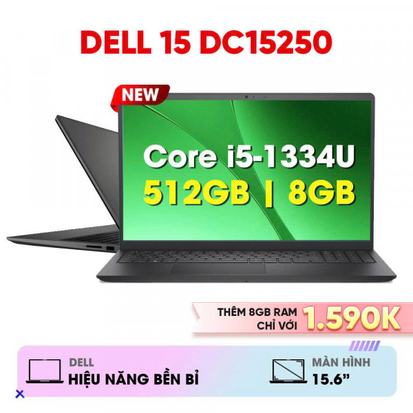 LAPTOP DELL 15 DC15250 I5-1334U/8GB/512GB SSD/15.6'FHD/ DOS/ CARBON BLACK_N