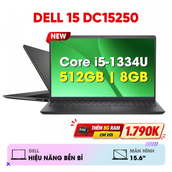 LAPTOP DELL 15 DC15250 I5-1334U/8GB/512GB SSD/15.6'FHD/ DOS/ CARBON BLACK_N