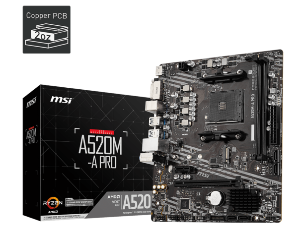 MAIN MSI A520M-A PRO (AMD A520/ SOCKET AM4/ M-ATX/ 2 KHE RAM) 