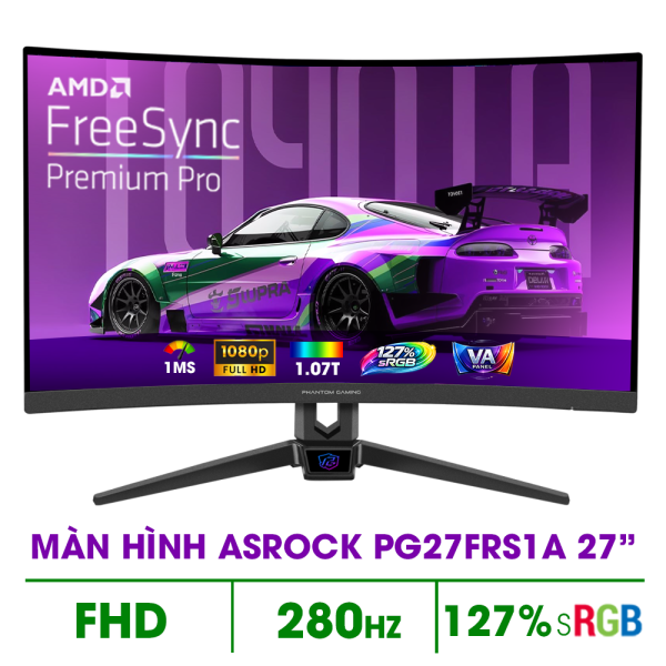 MÀN HÌNH ASROCK PG27FRS1A (27 INCH/ FHD/ VA/ 1MS/ 280HZ/ HDMI/ DP/ CONG)
