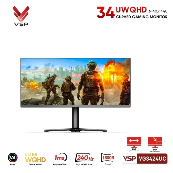 MÀN HÌNH CONG VSP VG3424UC (34INCH / UWQHD / VA / WQHD/ 240HZ / 1MS)