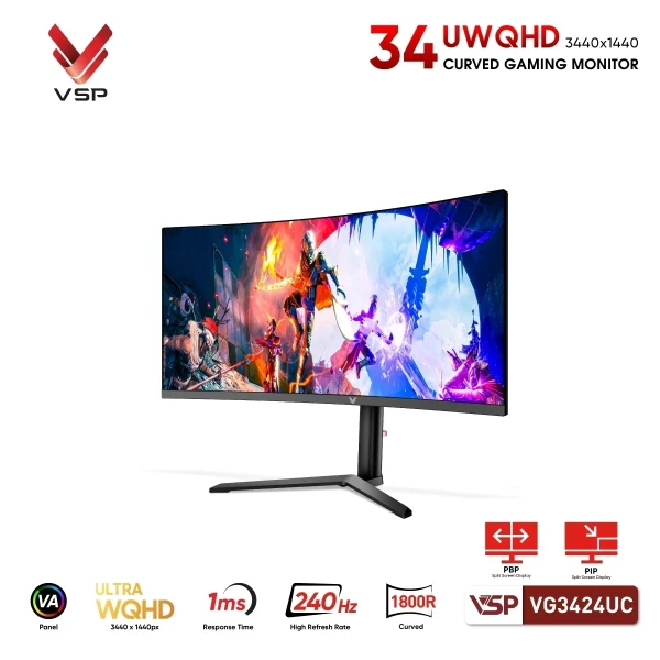 MÀN HÌNH CONG VSP VG3424UC (34INCH / UWQHD / VA / WQHD/ 240HZ / 1MS)