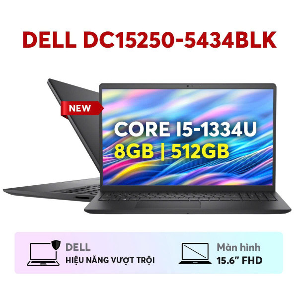 LAPTOP DELL DC15250-5434BLK ( INTEL I5-1334U | 8GB DDR5 | 512GB SSD | 15.6 INCH FHD | CẢM ỨNG WIN11 BẢN QUYỀN | CARBON BLACK_NK