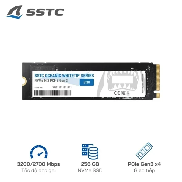 SSD NVME SSTC OCEANIC WHITETIP E130 PLUS 256GB (ĐỌC 3200MB/S GHI 2700MB/S) M.2 2280 PCIE GEN 3X4