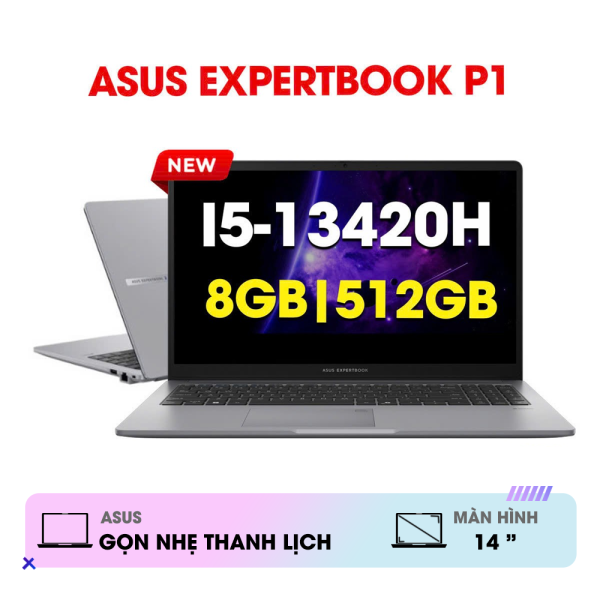 LAPTOP ASUS EXPERTBOOK P1 P1403CVA-I508-50W (CORE™ I5-13420H | 8GB | 512GB | INTEL UHD GRAPHICS | 14.0INCH FHD | WIN11 | XÁM)
