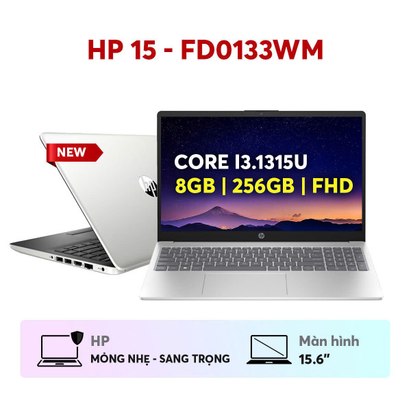 LAPTOP HP 15 - FD0133WM ( INTEL CORE I3.1315U / RAM 8GB / SSD 256GB / 15.6INCH FHD / WIN 11 / SILVER _B4KT4UA )