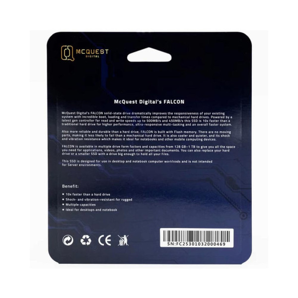 SSD MCQUEST FALCON 512GB (ĐỌC 550MB/S GHI 450MB/S) SATA3 2.5INCH