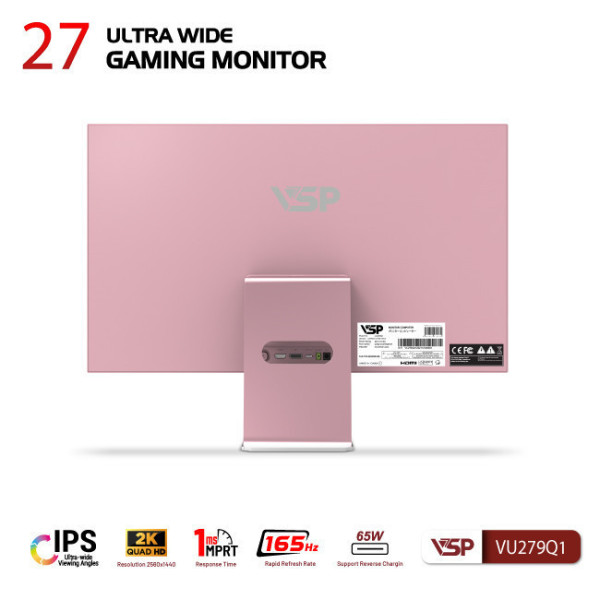 MÀN HÌNH ULTRAWIDE VSP VU279Q1 (27'/IPS/2K/165HZ/1MS/FREESYNC/HỒNG)