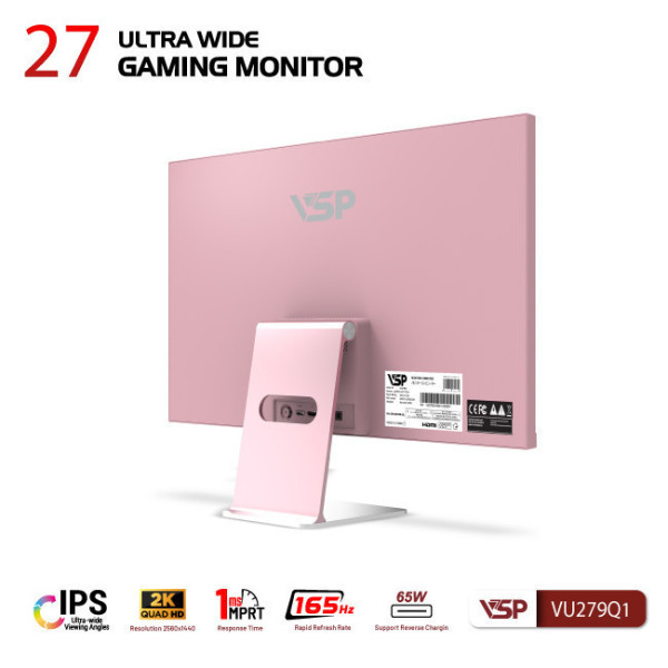 MÀN HÌNH ULTRAWIDE VSP VU279Q1 (27'/IPS/2K/165HZ/1MS/FREESYNC/HỒNG)