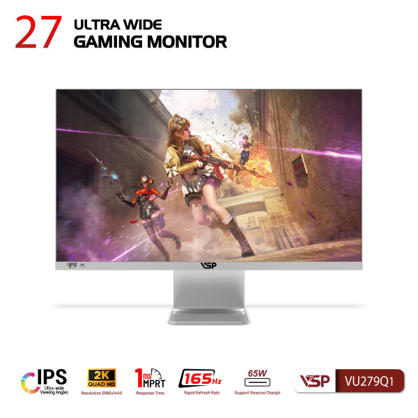 MÀN HÌNH ULTRAWIDE VSP VU279Q1 (27'/IPS/2K/165HZ/1MS/FREESYNC/TRẮNG)