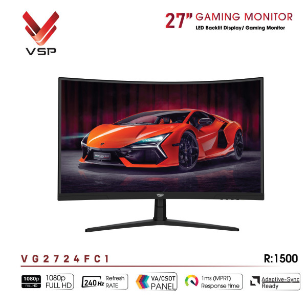 MÀN HÌNH CONG GAMING VSP VG2724FC1 (27INCH/FHD/VA/240HZ/1MS/R1500/FREESYNC)