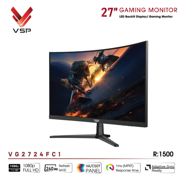 MÀN HÌNH CONG GAMING VSP VG2724FC1 (27INCH/FHD/VA/240HZ/1MS/R1500/FREESYNC)