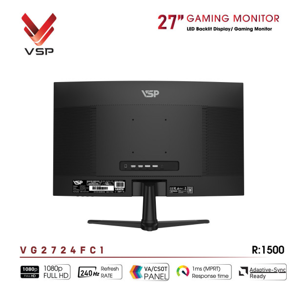 MÀN HÌNH CONG GAMING VSP VG2724FC1 (27INCH/FHD/VA/240HZ/1MS/R1500/FREESYNC)