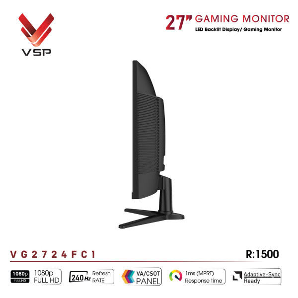 MÀN HÌNH CONG GAMING VSP VG2724FC1 (27INCH/FHD/VA/240HZ/1MS/R1500/FREESYNC)