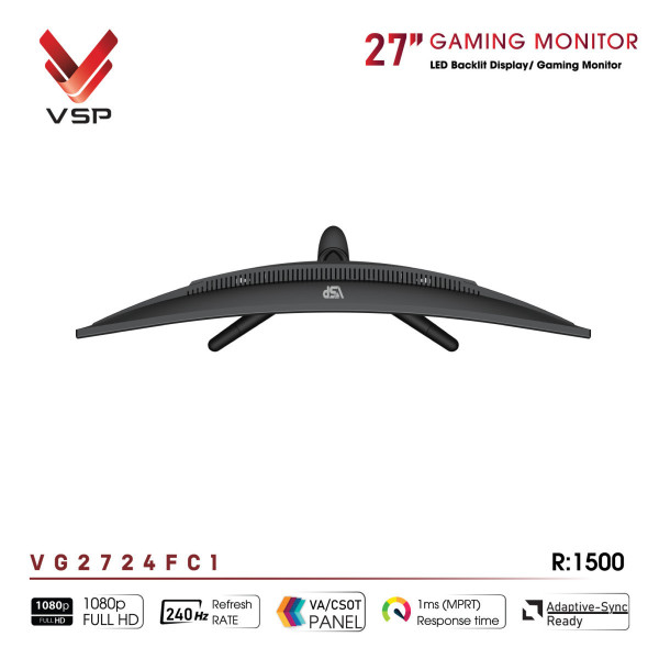 MÀN HÌNH CONG GAMING VSP VG2724FC1 (27INCH/FHD/VA/240HZ/1MS/R1500/FREESYNC)
