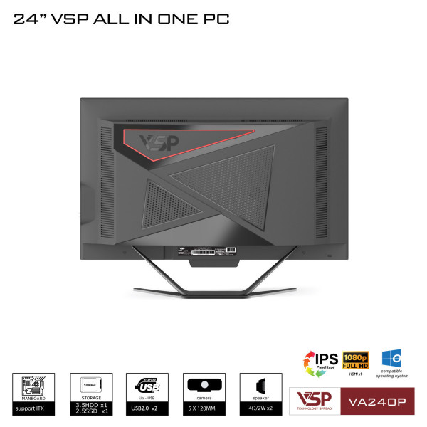Máy tính để bàn VSP All in One VA240P - FHD Black