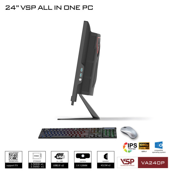 Máy tính để bàn VSP All in One VA240P - FHD Black