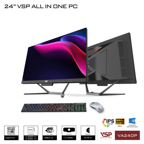 Máy tính để bàn VSP All in One VA240P - FHD Black