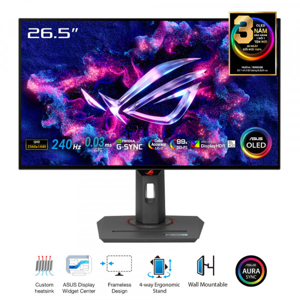 MÀN HÌNH GAMING ASUS ROG STRIX OLED XG27AQDMG (27 INCH/QHD/OLED/240HZ/G-SYNC/DISPLAYHDR 400)