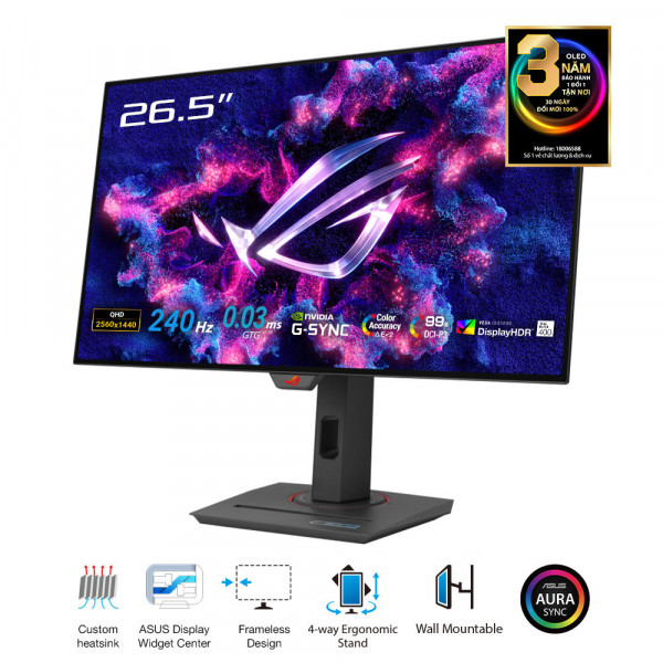 MÀN HÌNH GAMING ASUS ROG STRIX OLED XG27AQDMG (27 INCH/QHD/OLED/240HZ/G-SYNC/DISPLAYHDR 400)