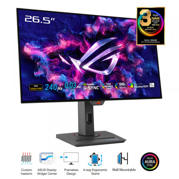 MÀN HÌNH GAMING ASUS ROG STRIX OLED XG27AQDMG (27 INCH/QHD/OLED/240HZ/G-SYNC/DISPLAYHDR 400)