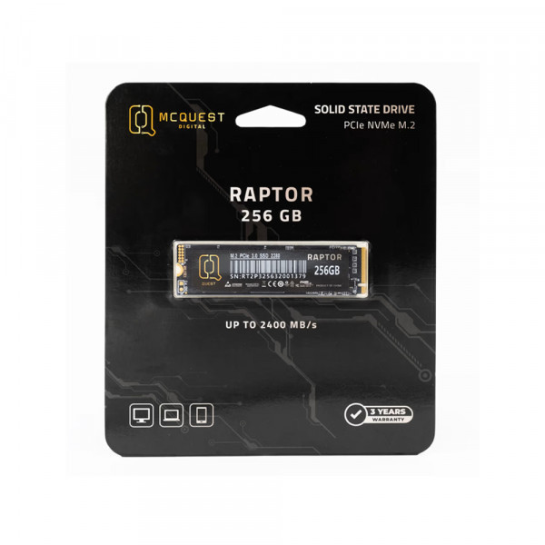 SSD NVME MCQUEST RAPTOR 256GB (ĐỌC 2400 GHI 1200 MB/s) M2.2280 GEN 3X4 (RA0256N)