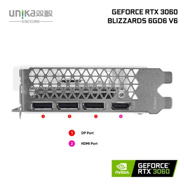 VGA UNIKA GEFORCE RTX 3060 BLIZZARDS 12GD6 V6 DDR6 WHITE