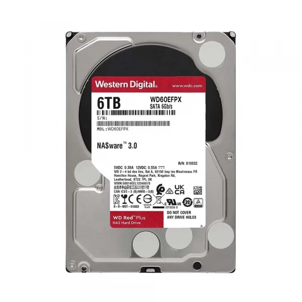 WD HDD RED PLUS 6TB 5400RPM 3.5INCH SATA III 256MB CACHE (WD60EFPX) 