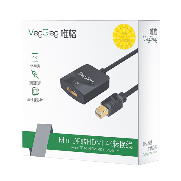 CỔNG CHUYỂN MINI DP TO HDMI (ĐỰC) 2K 15CM VEGGIEG VZ616