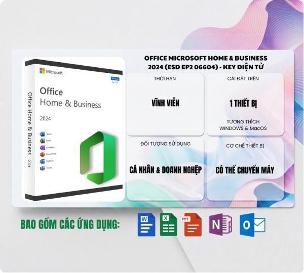 PHẦN MỀM OFFICE MICROSOFT HOME & BUSINESS 2024 (ESD EP2 06604) - KEY ĐIỆN TỬ (1 THIẾT BỊ VĨNH VIỄN)