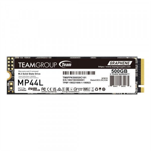 SSD NVME TEAMGROUP MP44L 500GB (ĐỌC 5000MB/S, GHI 2500MB/S) M.2 2280 PCIE 4.0X4 - (TM8FPK500G0C101)