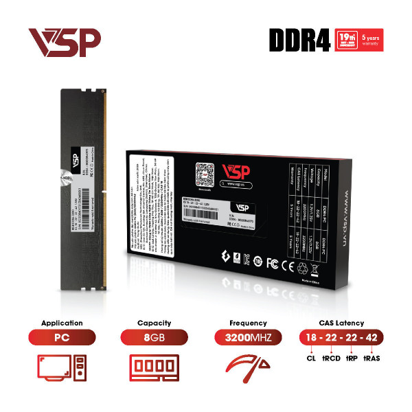 RAM VSP 8GB (1X8GB) BUS 3200MHZ DDR4 (KHÔNG TẢN)