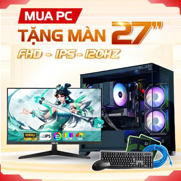TẶNG KÈM MÀN HÌNH ASUS 27 Inch {Core I5 14600KF | RTX 5050 8G | Ram 32G | NVME 500G}