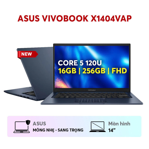 LAPTOP ASUS VIVOBOOK X1404VAP (CORE 5 120U / RAM 16GB / SSD 256GB / 14' FHD / WIN11 / BLUE)_ NK UP16G