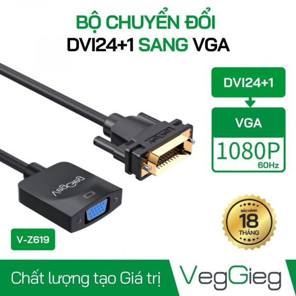 DÂY CHUYỂN ĐỔI DVI RA VGA 20CM VEGGIEG VZ619
