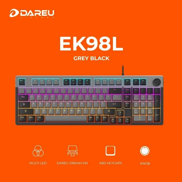 BÀN PHÍM CƠ DAREU EK98L GREY BLACK DAREU DREAM SWITCH