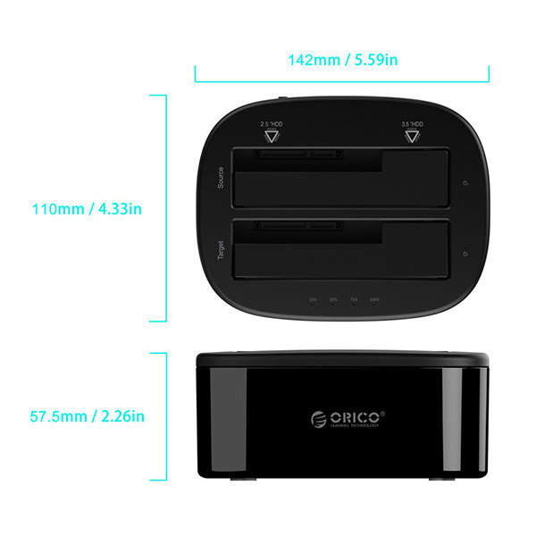 DOCK Ổ CỨNG ORICO 6228US3-C USB3.0 2 KHE CẮM