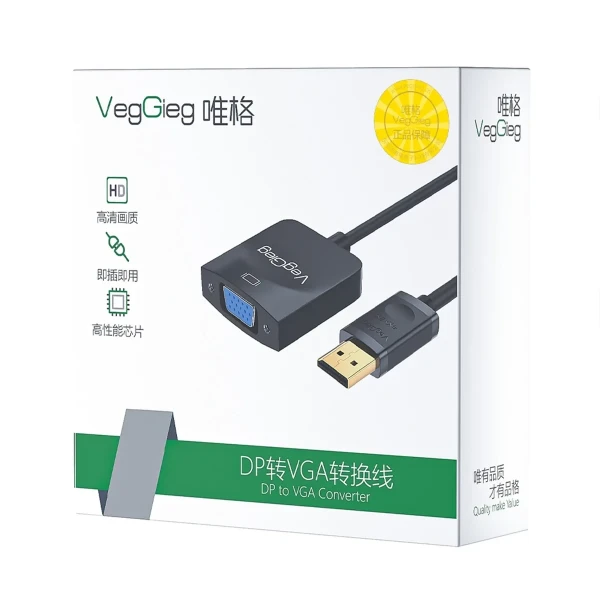 CỔNG CHUYỂN DP TO VGA 15CM 4K VEGGIEG VZ615