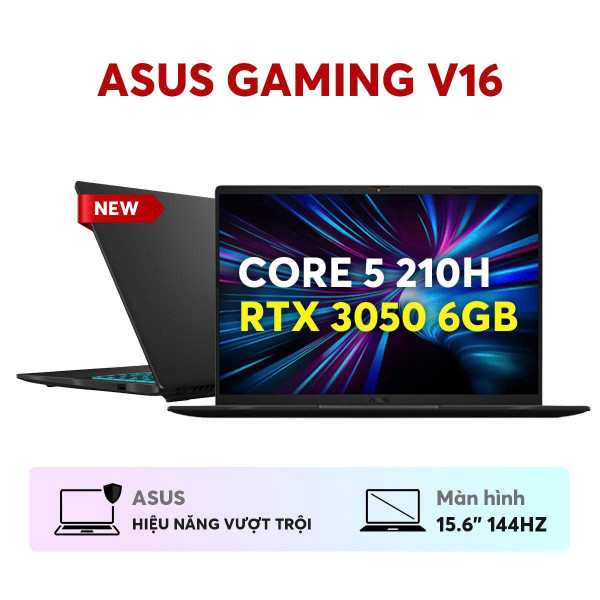 LAPTOP ASUS GAMING V16 V3607VJ-RP071W ( INTEL CORE 5 210H | RTX 3050 6GB | 16 INCH WUXGA | 16GB | 512GB | WIN 11 | ĐEN)