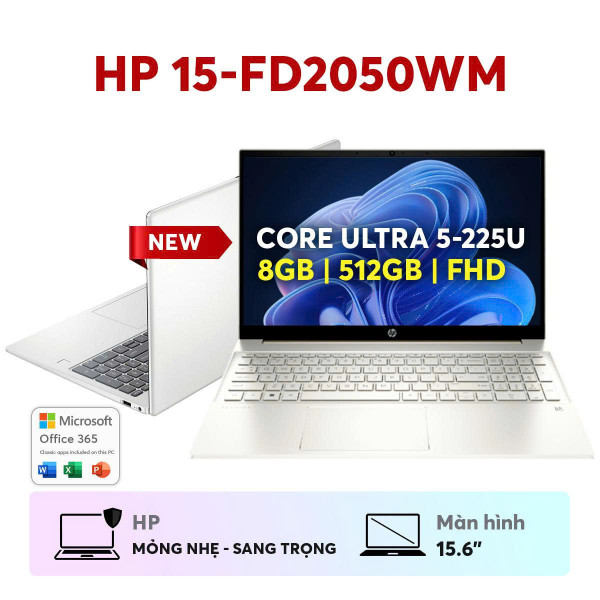 LAPTOP HP 15-FD2050WM (CORE ULTRA 5-225U | 512GB SSD | 8GB | 15.6' FHD | TOUCH | WIN11 | NATURAL SILVER HNK