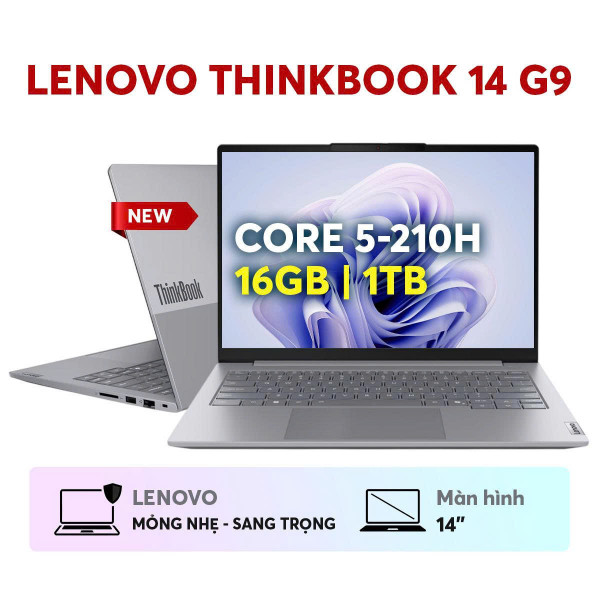 LAPTOP LENOVO THINKBOOK 14 G9 IRL 21UY008YVN (INTEL CORE 5-210H | INTEL GRAPHICS | 14-INCH WUXGA | 16GB | 1TB | WINDOWS 11 HOME SL | XÁM)