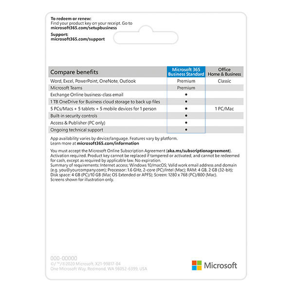PHẦN MỀM MICROSOFT 365 BUS STD RETAIL ALL LNG APAC EM SUBPKL ONLN DWNLD NR KLQ-00209 