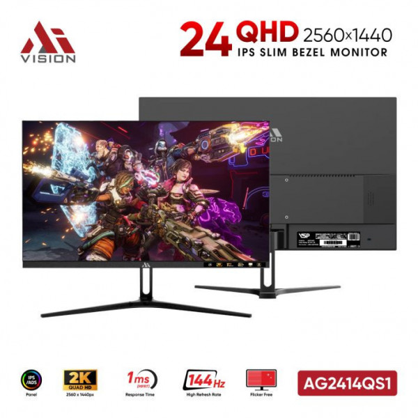 MÀN HÌNH GAMING 2K AIVISION AG2414QS1 (24 INCH/ QHD/ 144HZ/ IPS/ 1MS)