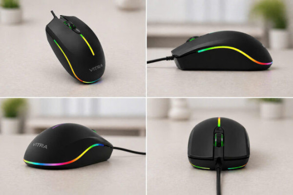 CHUỘT VĂN PHÒNG VITRA LM06 BLACK LED RAINBOW