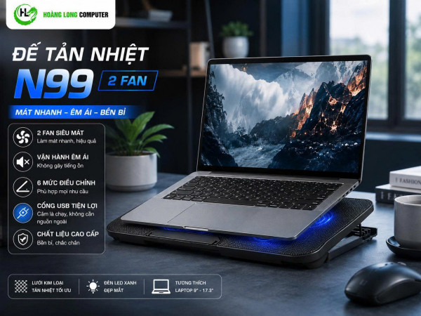ĐẾ TẢN NHIỆT COOL N99-2FAN SIÊU MÁT CÓ NÂNG HẠ