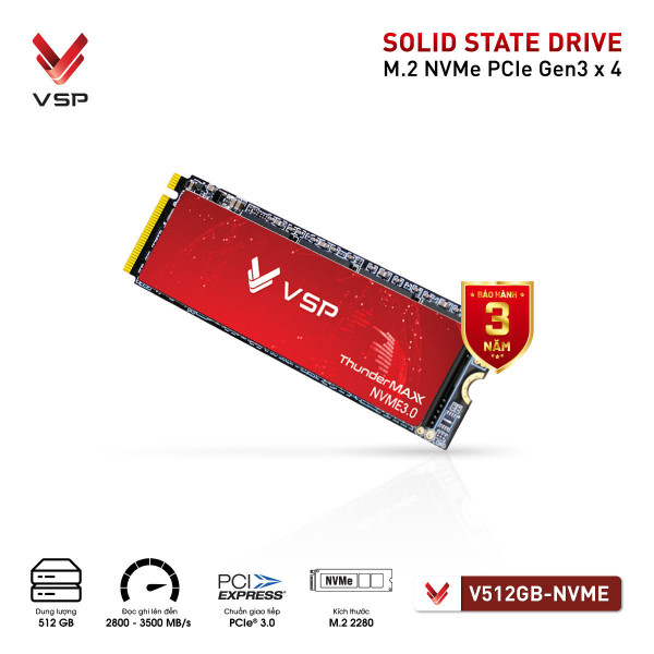 SSD NVME VSP V512GB (ĐỌC 3500MB/S GHI 2800MB/S) M.2 2280 PCIE GEN3 X4 