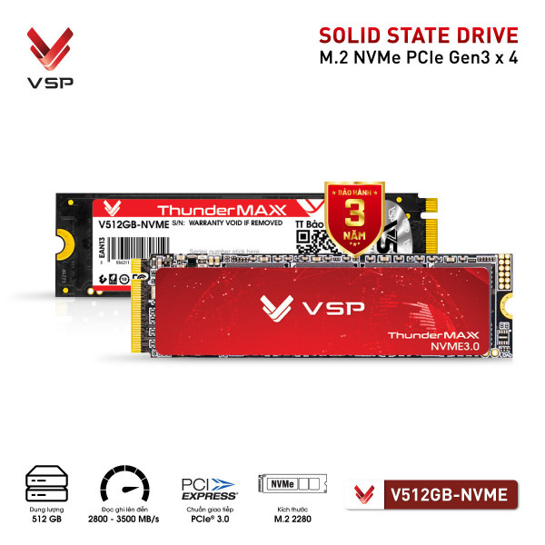 SSD NVME VSP V512GB (ĐỌC 3500MB/S GHI 2800MB/S) M.2 2280 PCIE GEN3 X4 